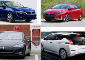 Honda Clarity, Toyota Prius Prime, Tesla Model S, Nissan Leaf